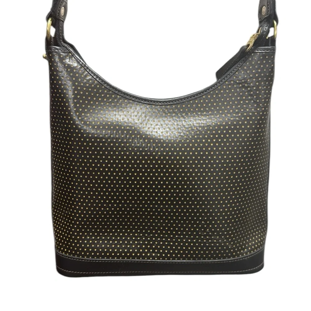 Vintage Dooney & Bourke Perforated Black Tan Cabriolet Shoulder Purse Serialized